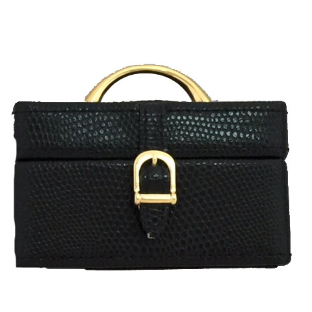 Black Miniature 3.5" Ovel Suitcase Jewelry Holder
